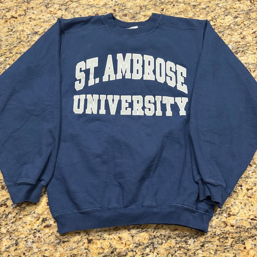 The Cotton Exchange St Ambrose University Sweatshirt Navy Blue Mens S ws